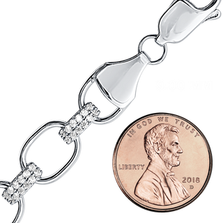 Finished Oval Paperclip Cable Necklace with Alternating CZ Stones in Sterling Silver (9.00 mm)