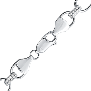 Finished Oval Paperclip Cable Necklace with Alternating CZ Stones in Sterling Silver (9.00 mm)