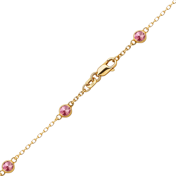 Finished Diamond by the Yard Cable Chain Anklet in 14K Yellow Gold with Tourmaline Stones