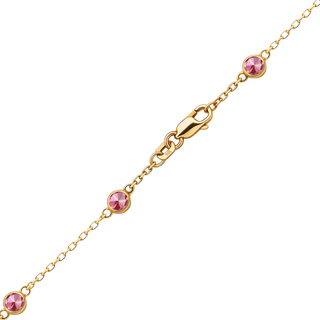 Finished Diamond by the Yard Cable Chain Bracelet in 14K Yellow Gold with Tourmaline Stones