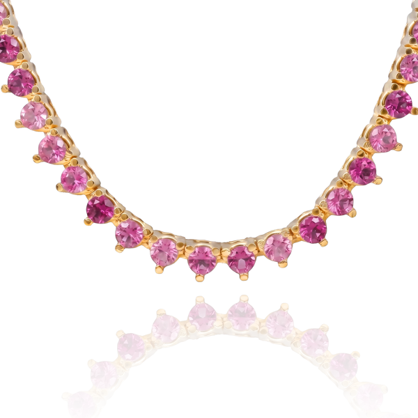 Tennis Necklace with Tourmaline Stones (October Birthstones) in 14K Gold (1.75 mm - 4.0 mm)