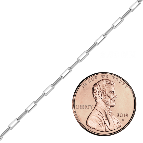 Bulk / Spooled Paperclip Cable Chain in 14K White Gold (2.50 mm - 3.50 mm)