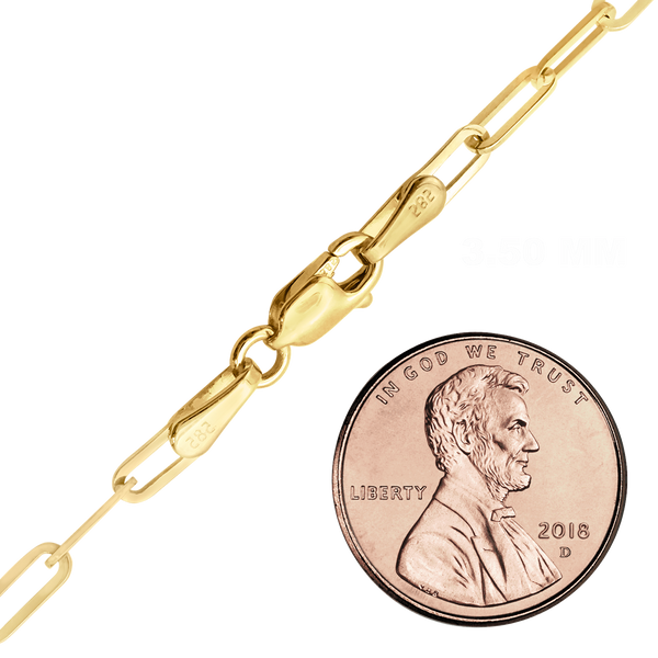 Finished Paperclip Cable Anklet in 14K Yellow Gold (1.30 mm - 7.80 mm)