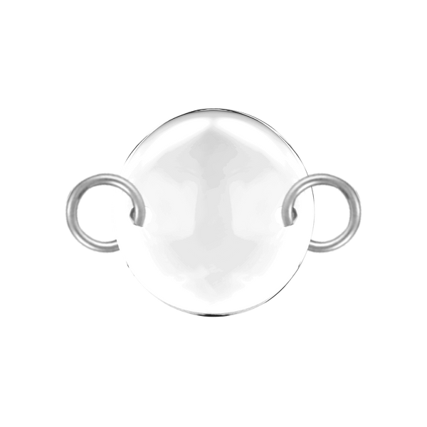 14K White Gold Round Disc Pendant with 2 Rings