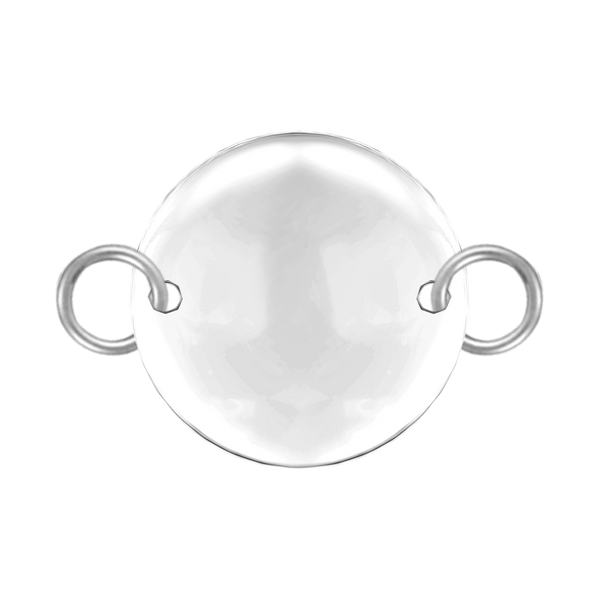 14K White Gold Round Disc Pendant with 2 Rings