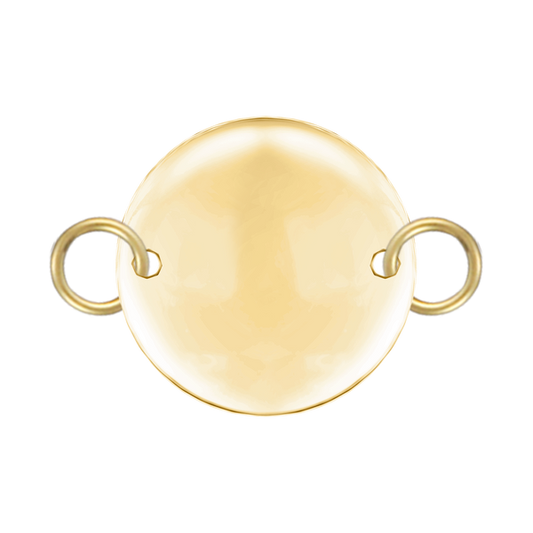 14K Yellow Gold Round Disc Pendant with 2 Rings