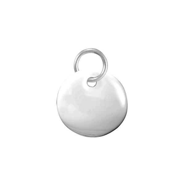 14K White Gold Round Disc Pendant with Hole