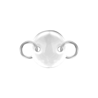 14K White Gold Round Disc Pendant with 2 Rings