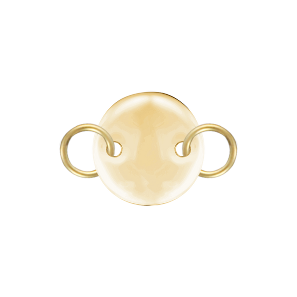 14K Yellow Gold Round Disc Pendant with 2 Rings