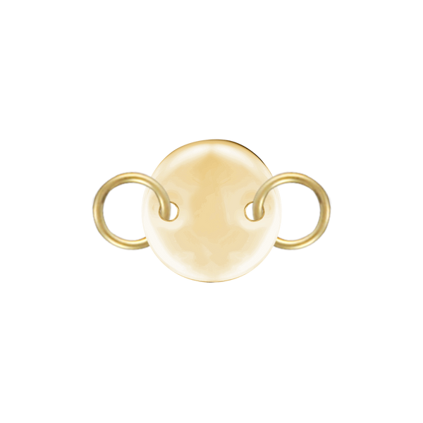 14K Yellow Gold Round Disc Pendant with 2 Rings