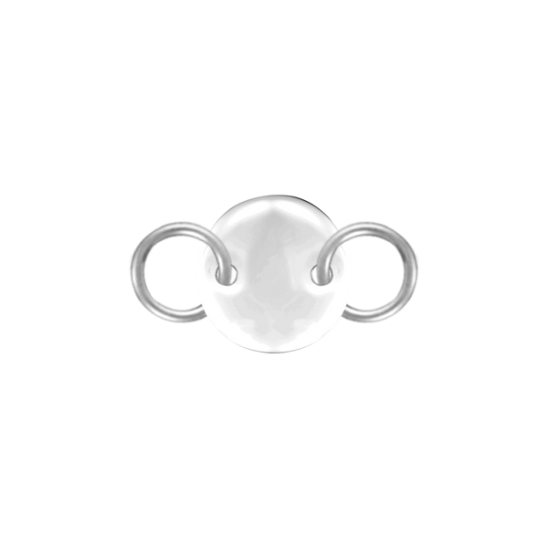 14K White Gold Round Disc Pendant with 2 Rings