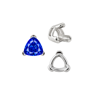 V-End Trillion Shape Wire Basket Settings in Sterling Silver (3.00 mm - 16.00 mm)