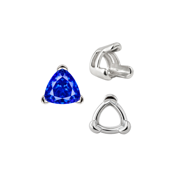 V-End Trillion Shape Wire Basket Settings in 18K Gold (3.00 mm - 12.00 mm)