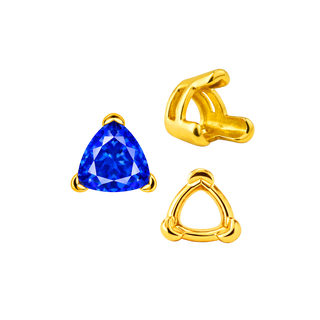 V-End Trillion Shape Wire Basket Settings in 18K Gold (3.00 mm - 12.00 mm)