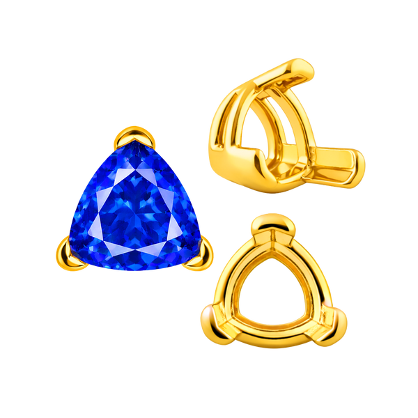 V-End Trillion Shape Wire Basket Settings in 18K Gold (3.00 mm - 12.00 mm)