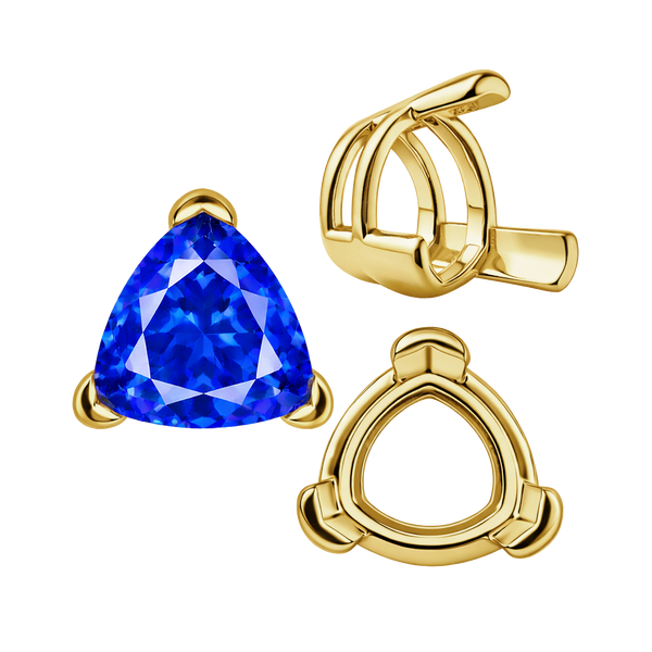 V-End Trillion Shape Wire Basket Settings in 14K Gold (3.00 mm - 16.00 mm)