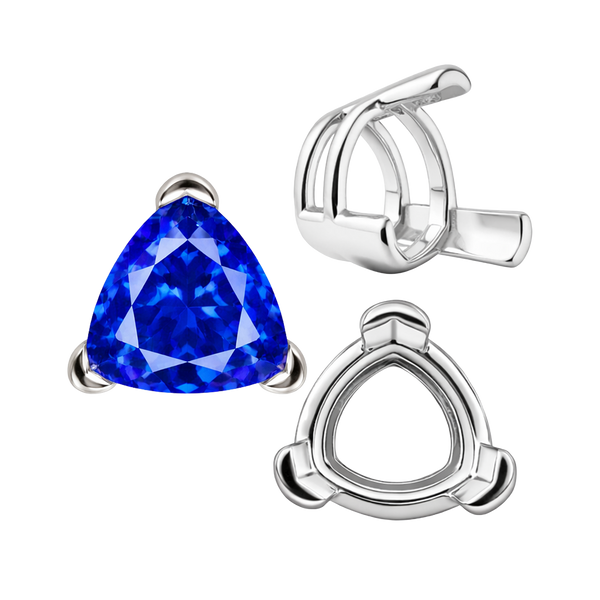 V-End Trillion Shape Wire Basket Settings in Sterling Silver (3.00 mm - 16.00 mm)