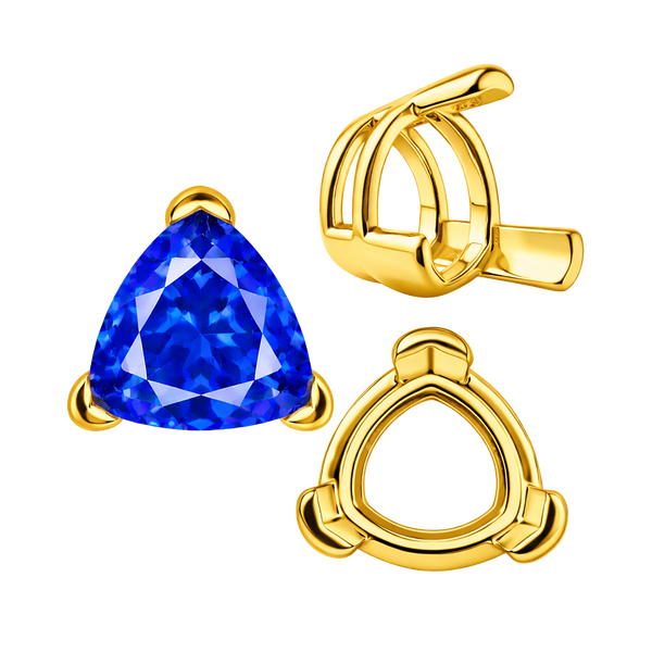 V-End Trillion Shape Wire Basket Settings in 14K Gold (3.00 mm - 16.00 mm)