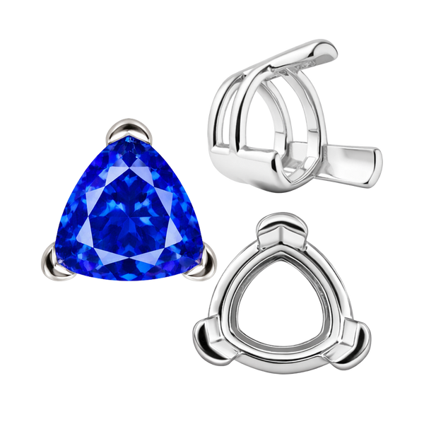 V-End Trillion Shape Wire Basket Settings in 18K Gold (3.00 mm - 12.00 mm)