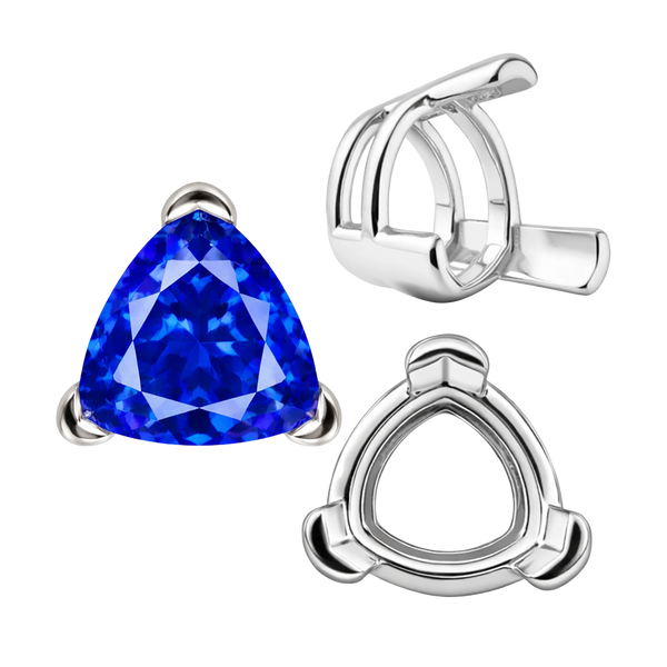 V-End Trillion Shape Wire Basket Settings in Sterling Silver (3.00 mm - 16.00 mm)