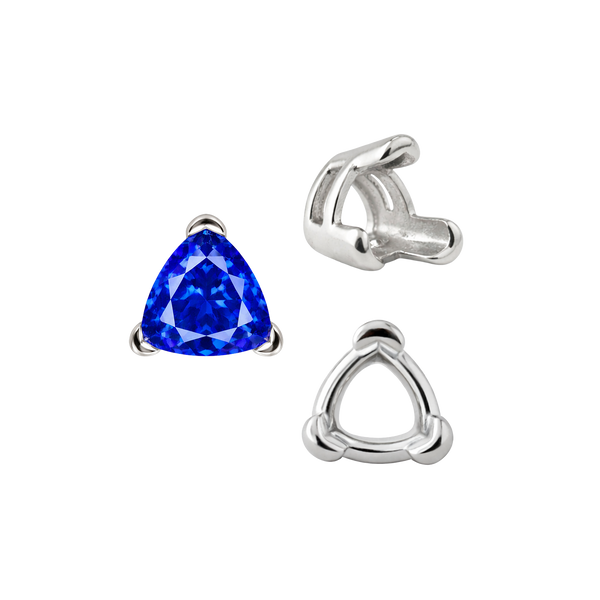 V-End Trillion Shape Wire Basket Settings in 18K Gold (3.00 mm - 12.00 mm)