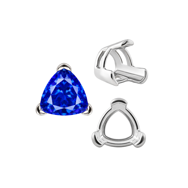 V-End Trillion Shape Wire Basket Settings in 18K Gold (3.00 mm - 12.00 mm)