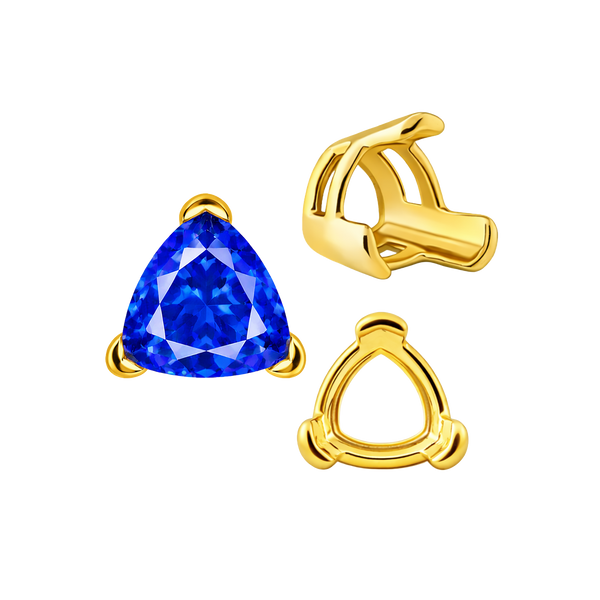 V-End Trillion Shape Wire Basket Settings in 14K Gold (3.00 mm - 16.00 mm)