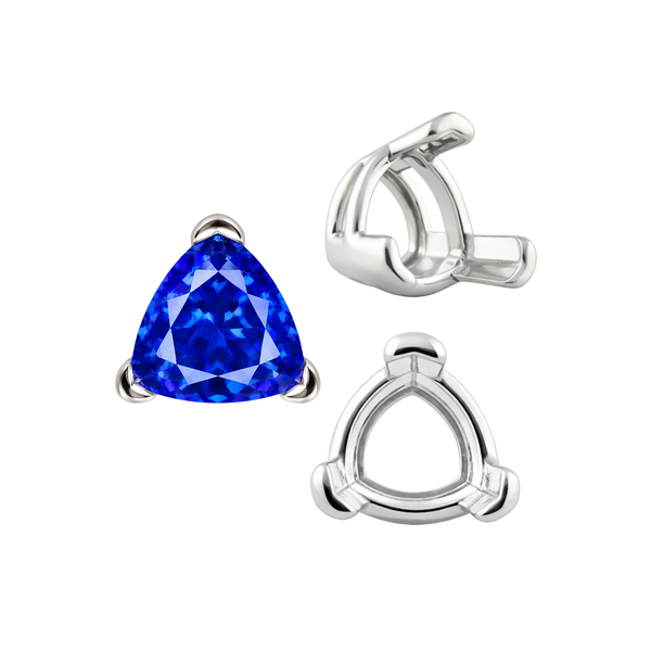 V-End Trillion Shape Wire Basket Settings in 14K Gold (3.00 mm - 16.00 mm)