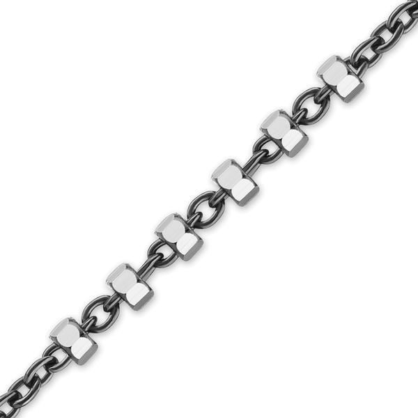 Bulk / Spooled Black Ruthenium Multi-Studded (Satellite) Cable Chain in Sterling Silver (1.70 mm)