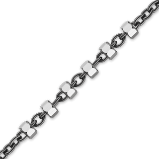 Bulk / Spooled Black Ruthenium Multi-Studded (Satellite) Cable Chain in Sterling Silver (1.70 mm)