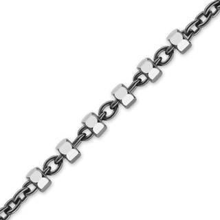 Bulk / Spooled Black Ruthenium Multi-Studded (Satellite) Cable Chain in Sterling Silver (1.30 mm)