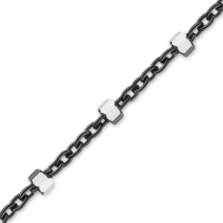 Bulk / Spooled Black Ruthenium Studded (Satellite) Cable Chain in Sterling Silver (1.40 mm)