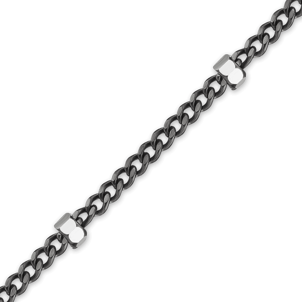 Bulk / Spooled Black Ruthenium Studded (Satellite) Curb Chain in Sterling Silver (1.40 mm)