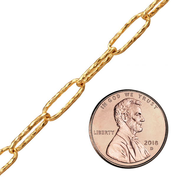 Bulk / Spooled Textured Paperclip Cable Chain in 14K Gold-Filled (4.30 mm)