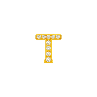 Small Initial Charm with Natural Diamonds Finding in 14K Gold (.005 ct)