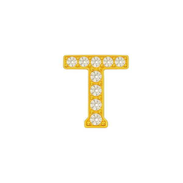 Large Initial Charm with Lab Grown Diamonds Finding in 14K Gold (8 mm)