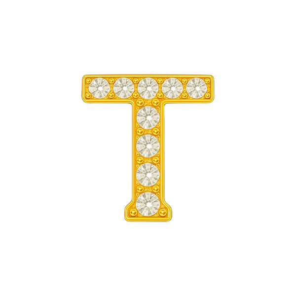 Large Initial Charm with Natural Diamonds Finding in 14K Gold (8 mm)