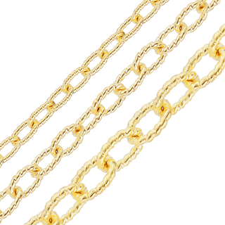 Bulk / Spooled Textured Cable Chain in 14K Yellow Gold (1.90 mm - 3.35 mm)