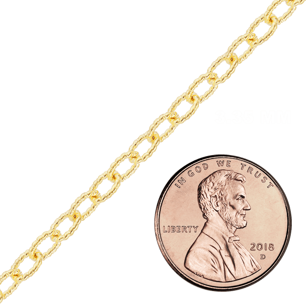 Bulk / Spooled Textured Cable Chain in 14K Yellow Gold (1.90 mm - 3.35 mm)