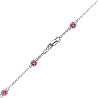 Finished Diamond by the Yard Cable Chain Bracelet in 14K White Gold with Tourmaline Stones