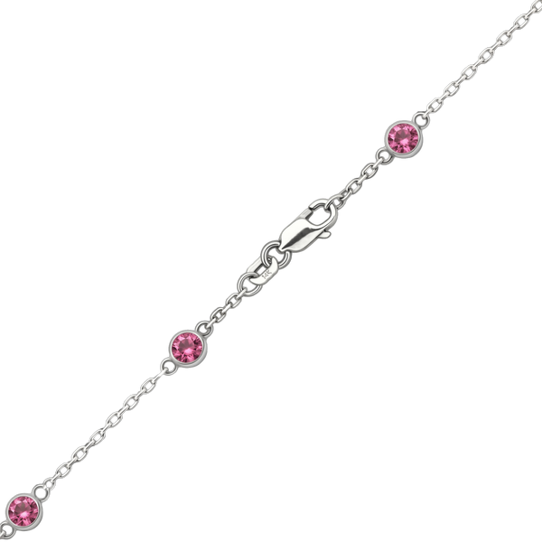 Finished Diamond by the Yard Cable Chain Necklace in 14K White Gold with Tourmaline Stones