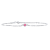 Diamond or Gemstone Round Bezel Charm in 14K White Diamond Cut Cable Bracelet
