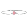 Diamond or Gemstone Heart Bezel Charm in 14K White Round Cable Bracelet