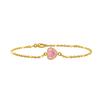 Diamond or Gemstone Heart Bezel Charm in 14K Yellow Diamond Cut Cable Bracelet