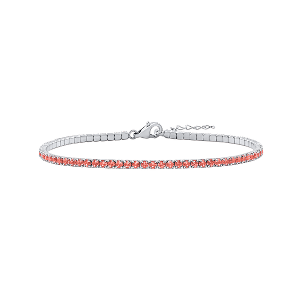 Tennis Bracelet with Tourmaline Colored CZ in Sterling Silver (2 mm - 4 mm)