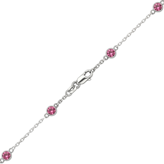 Finished Diamond by the Yard Cable Chain Bracelet in 14K White Gold with Tourmaline Stones