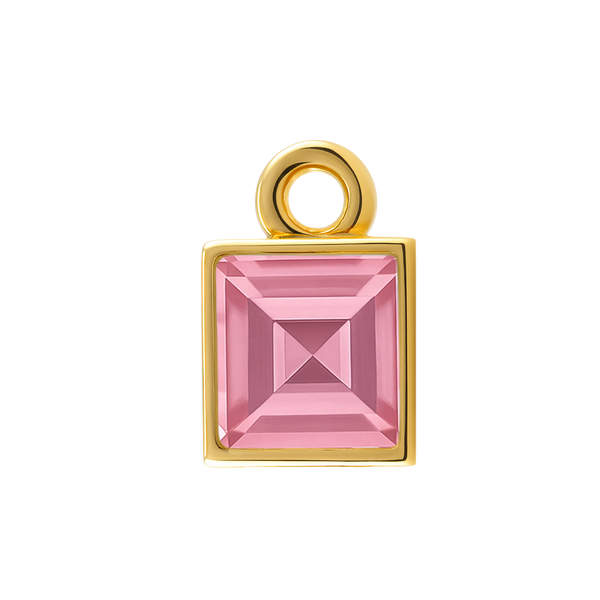 Diamond or Gemstone Square Bezel Drop Charm in 14K Yellow Gold