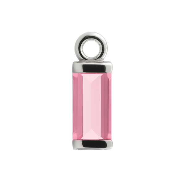 Diamond or Gemstone Baguette Bezel Drop Charm in 14K White Gold