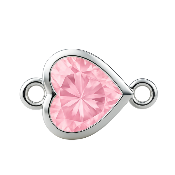 Diamond or Gemstone Heart Bezel Bracelet/Necklace Charm in 14K White Gold