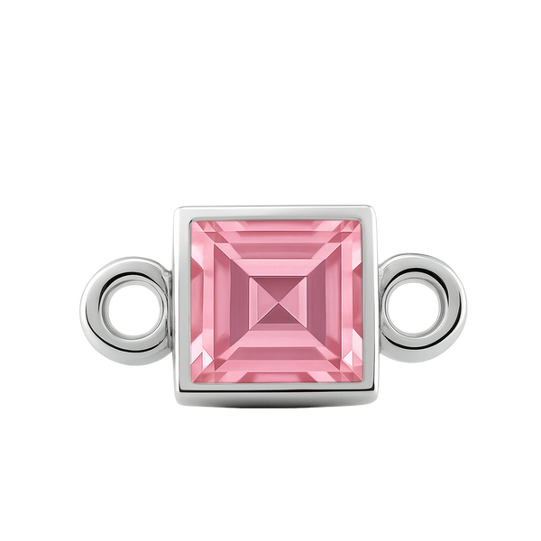 Diamond or Gemstone Square Bezel Bracelet/Necklace Charm in 14K White Gold